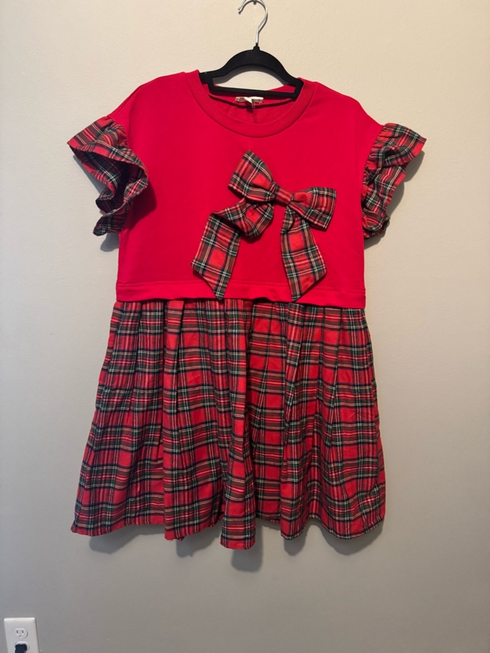 Entro Holly Jolly Mini Dress Size Medium Holiday Red Green Festive